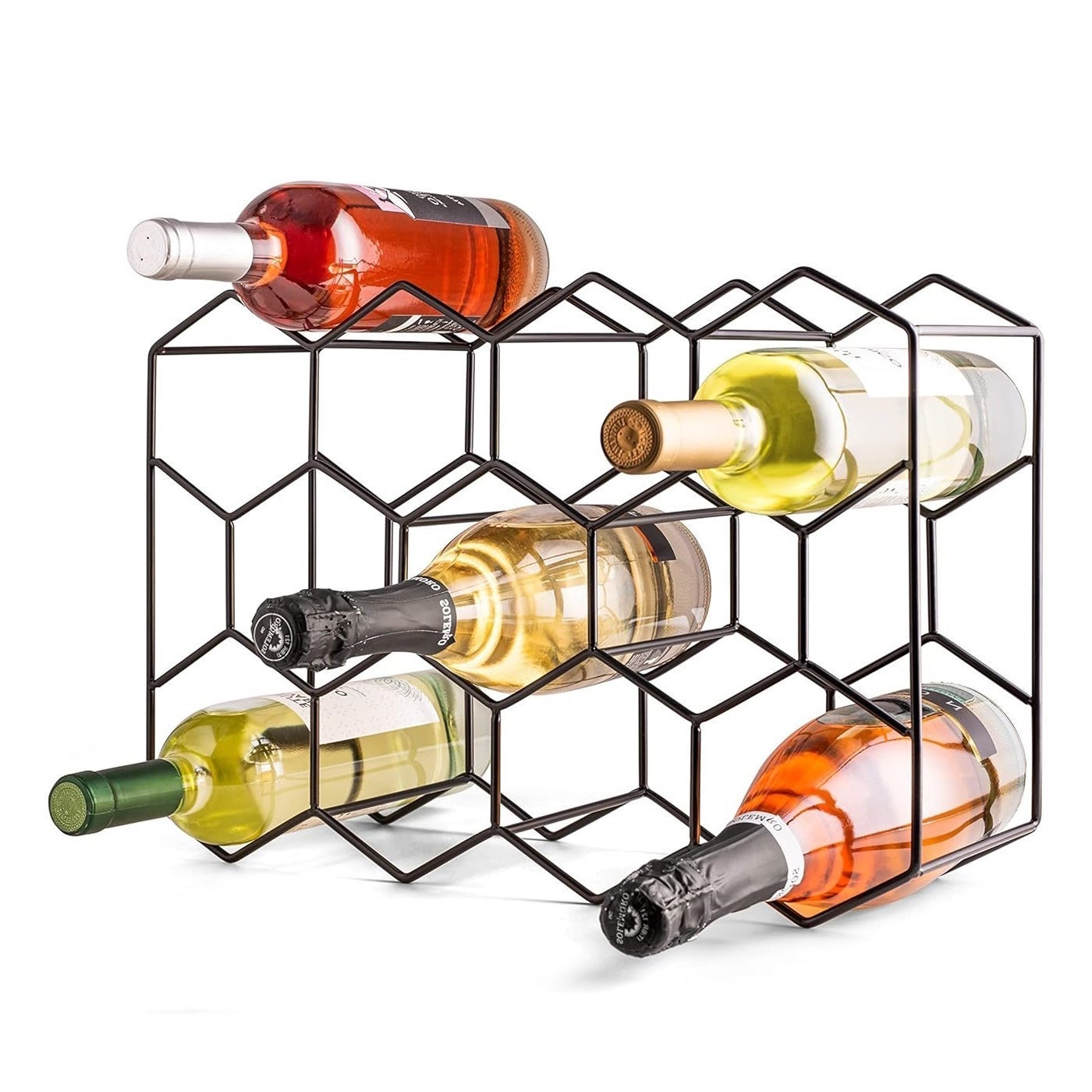 Botellero vino para 11 botellas de metal negro de 43x30 cm