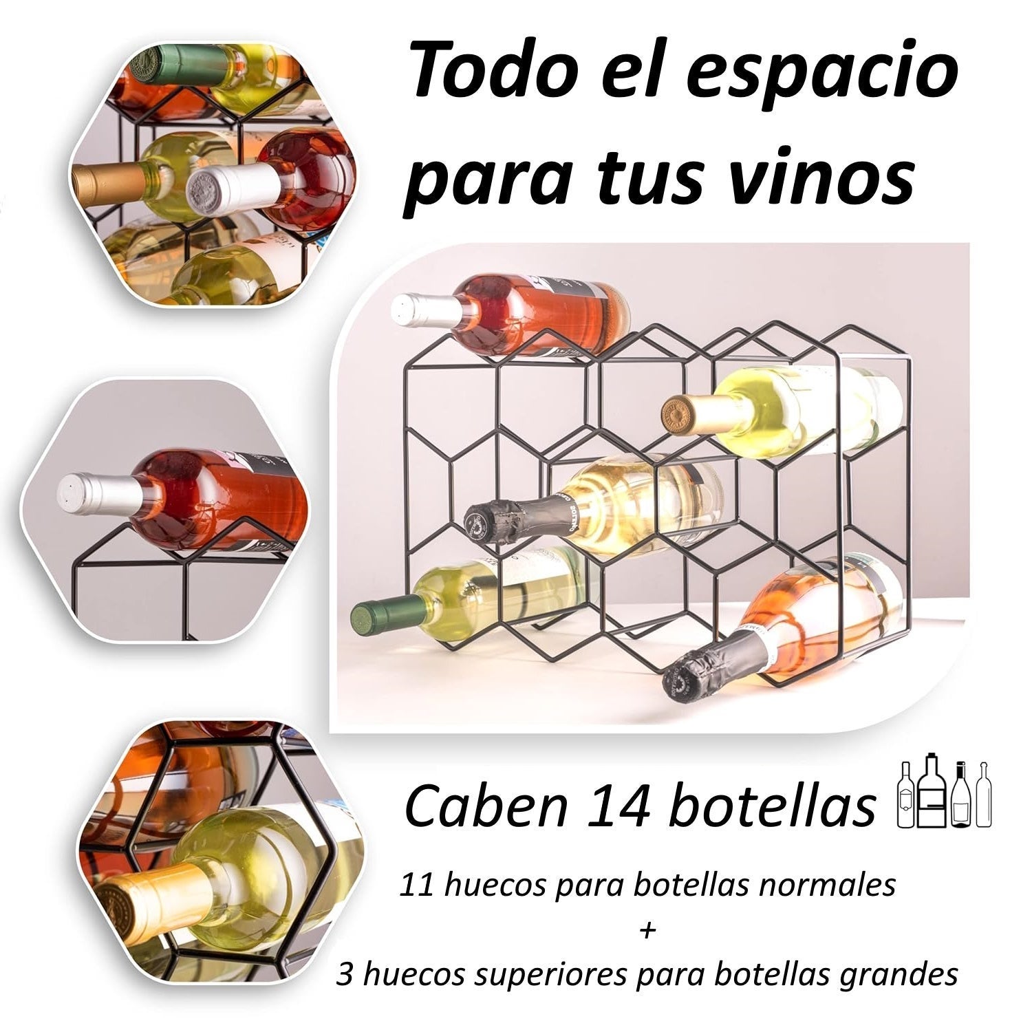 Botellero negro para 11 botellas
