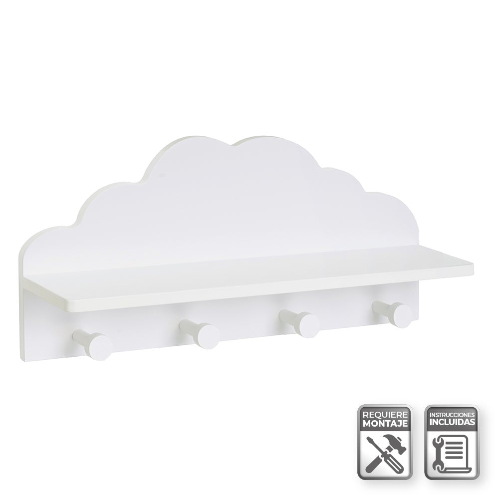 Perchero de pared nube blanco