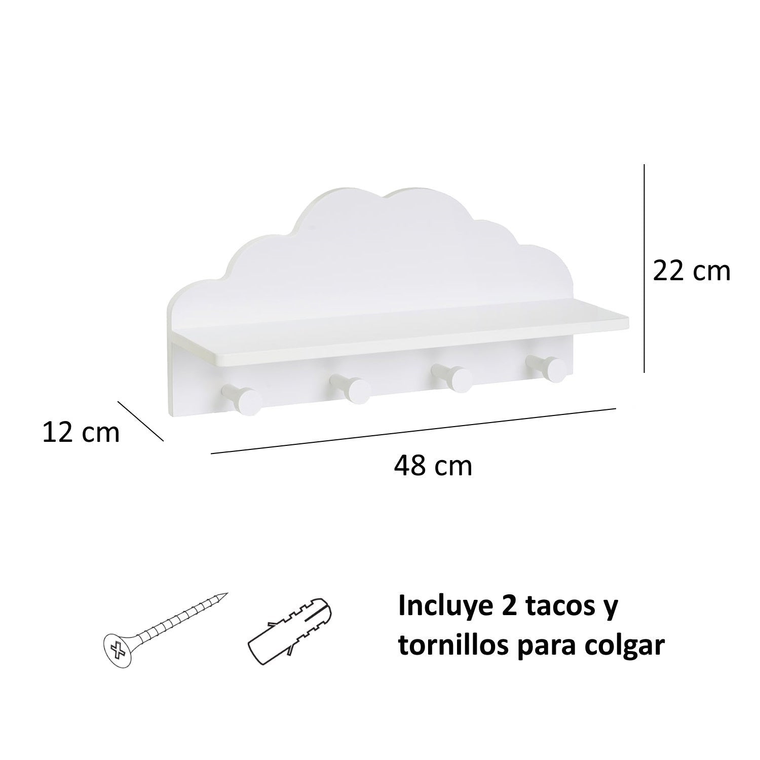 Perchero de pared nube blanco