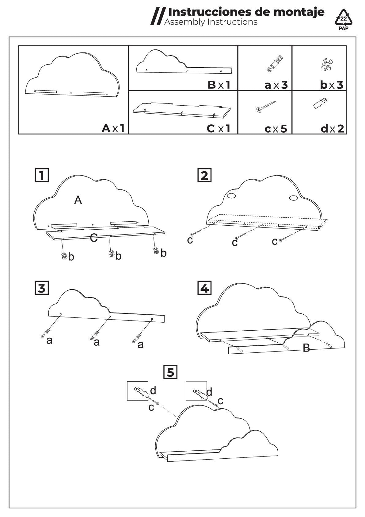 Estante de pared nube blanco