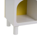 Estantería de madera blanco y amarillo