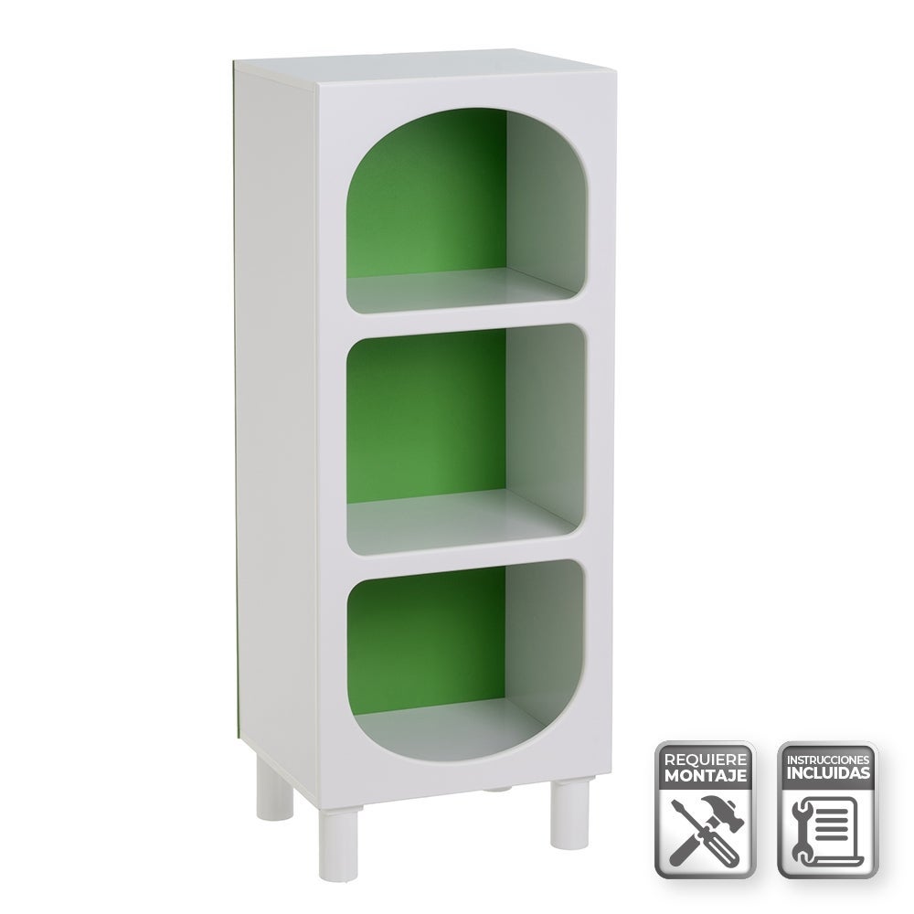 Estantería de madera blanco y verde