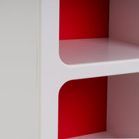 Estantería de madera blanco y rojo