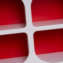 Estantería de madera blanco y rojo