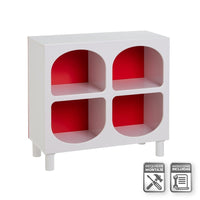 Estantería de madera blanco y rojo