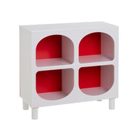 Estantería de madera blanco y rojo