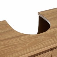 Mueble bajo lavabo de pedestal de madera fresno natural de 60 cm