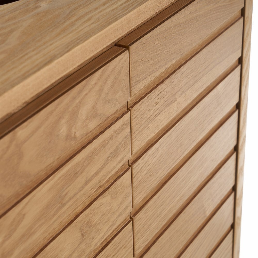 Mueble bajo lavabo de pedestal de madera fresno natural de 60 cm