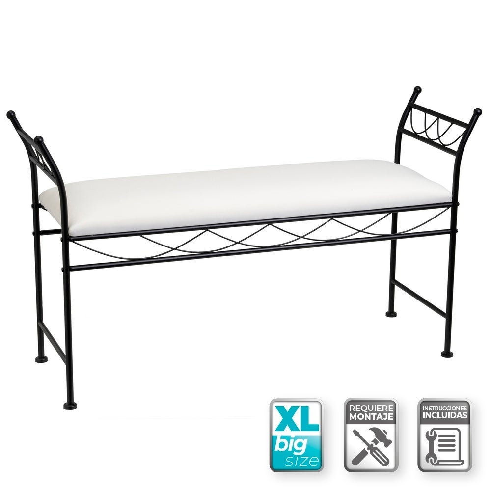 Banqueta de dormitorio negra de 115cm