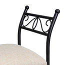 Banqueta de metal negro con asiento de lino