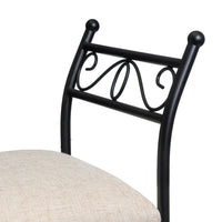 Banqueta de metal negro con asiento de lino