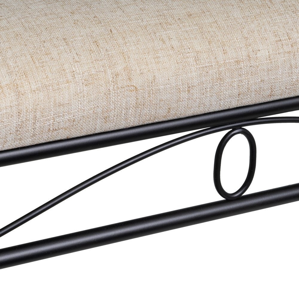 Banqueta de metal negro con asiento de lino