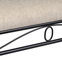 Banqueta de metal negro con asiento de lino