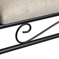 Banqueta de metal negro con asiento de lino