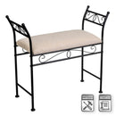 Banqueta de metal negro con asiento de lino