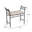 Banqueta de metal negro con asiento de lino