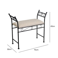 Banqueta de metal negro con asiento de lino