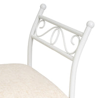 Banqueta de metal blanco con asiento de lino