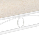 Banqueta de metal blanco con asiento de lino