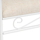 Banqueta de metal blanco con asiento de lino