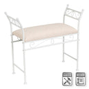 Banqueta de metal blanco con asiento de lino