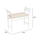 Banqueta de metal blanco con asiento de lino