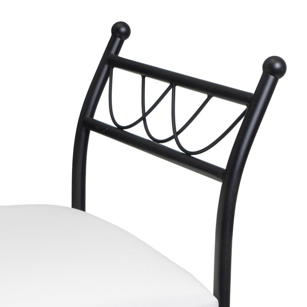 Banqueta de metal negro con asiento de algodón 74x30x67 cm