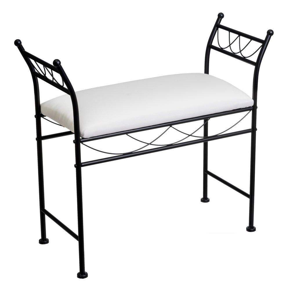 Banqueta de metal negro con asiento de algodón 74x30x67 cm