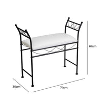 Banqueta de metal negro con asiento de algodón