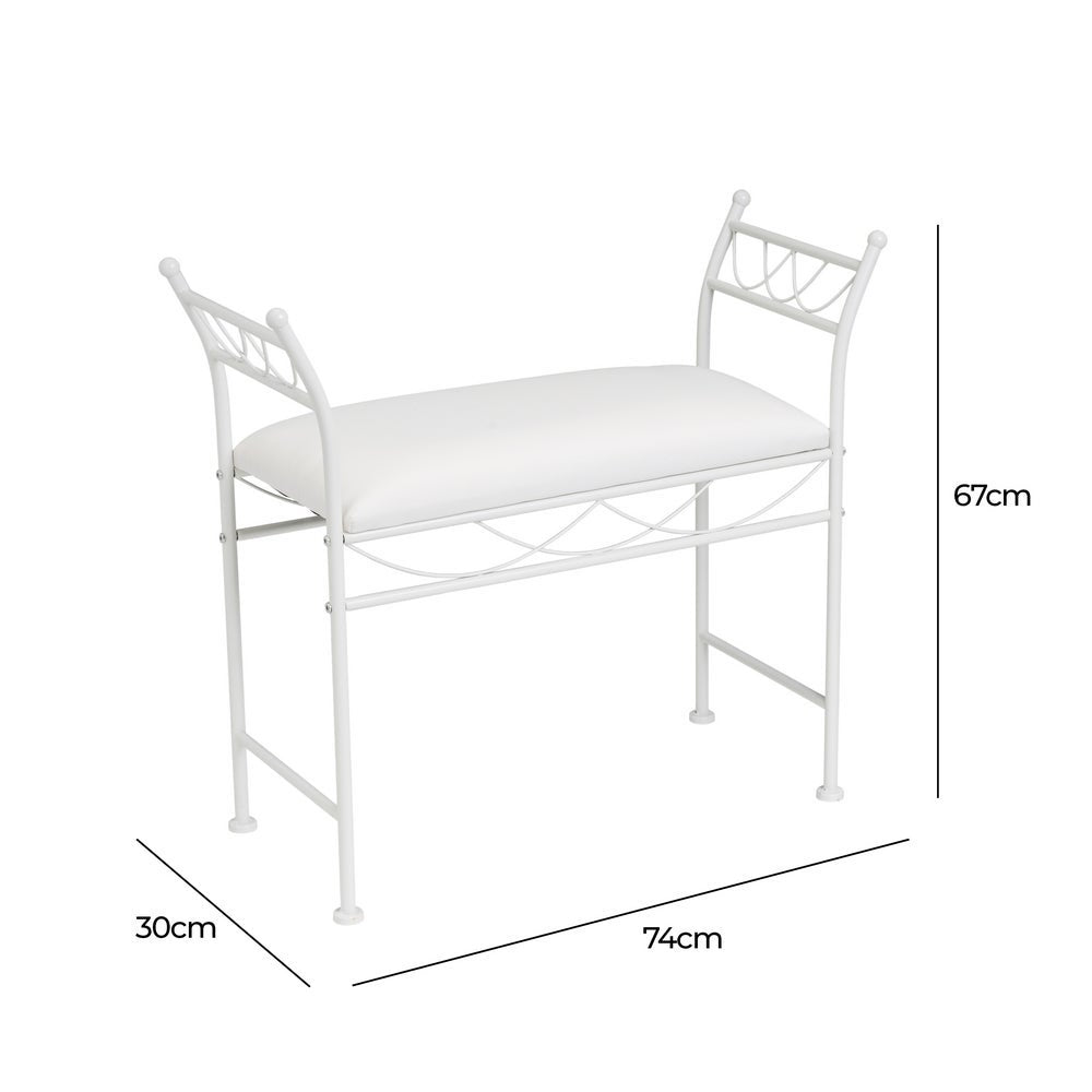 Banqueta de metal blanco con asiento de algodón