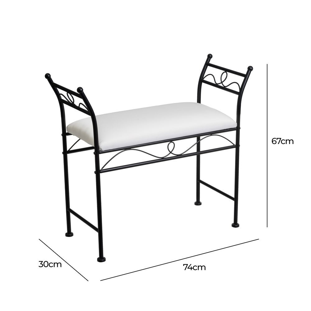 Banqueta de metal negro con asiento de algodón