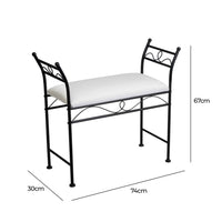 Banqueta de metal negro con asiento de algodón