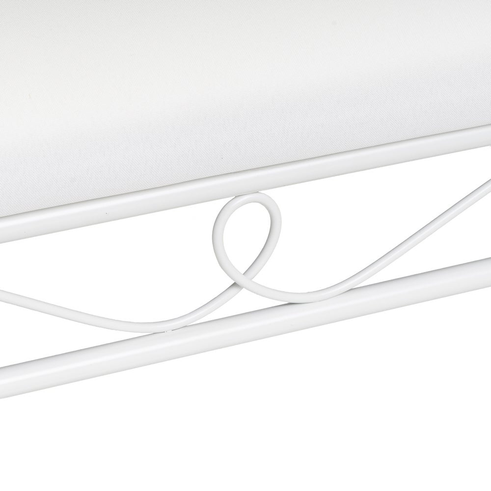 Banqueta de metal blanco con asiento de algodón