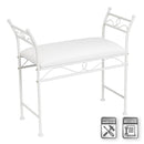 Banqueta de metal blanco con asiento de algodón