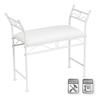 Banqueta de metal blanco con asiento de algodón