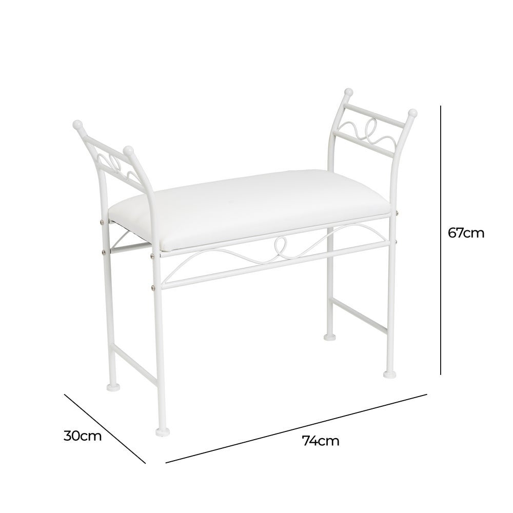 Banqueta de metal blanco con asiento de algodón