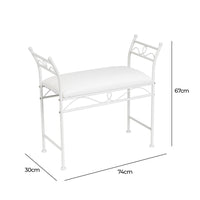 Banqueta de metal blanco con asiento de algodón