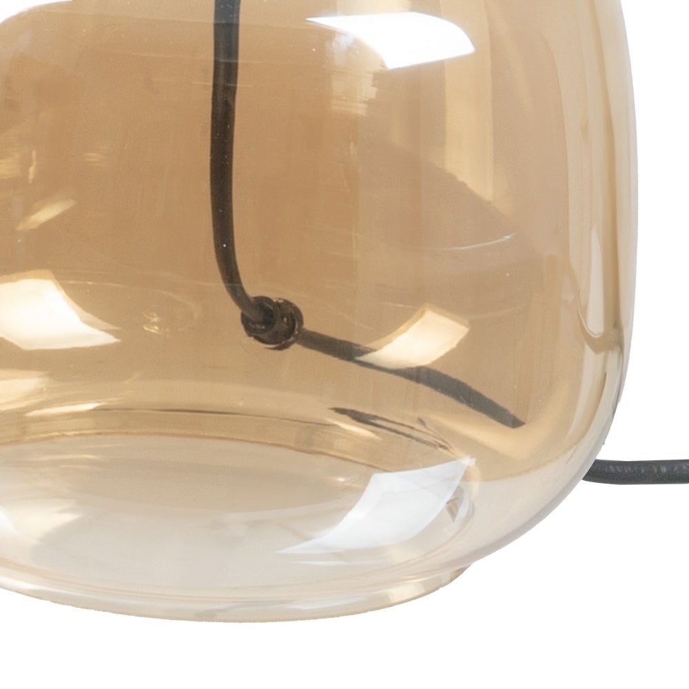 Lámpara de mesa de cristal dorado con pantalla de lino