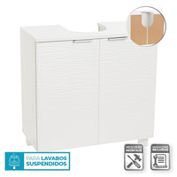 Mueble bajo lavabo blanco de madera con 2 puertas