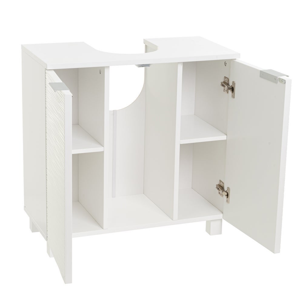 Mueble bajo lavabo blanco de madera con 2 puertas