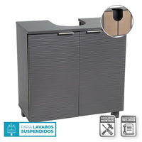 Mueble bajo lavabo gris de madera con 2 puertas
