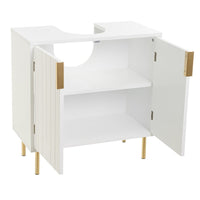 Mueble bajo lavabo blanco de madera con 2 puertas