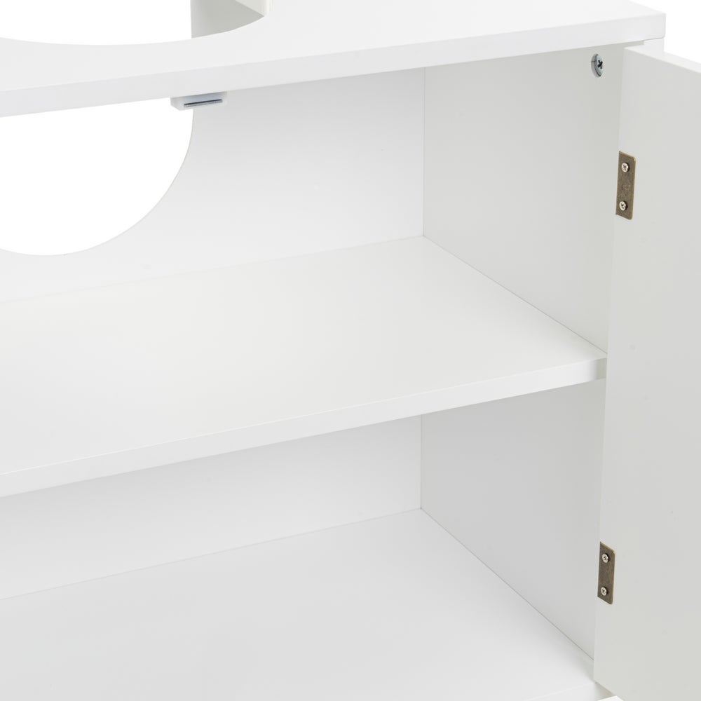 Mueble bajo lavabo blanco de madera con 2 puertas