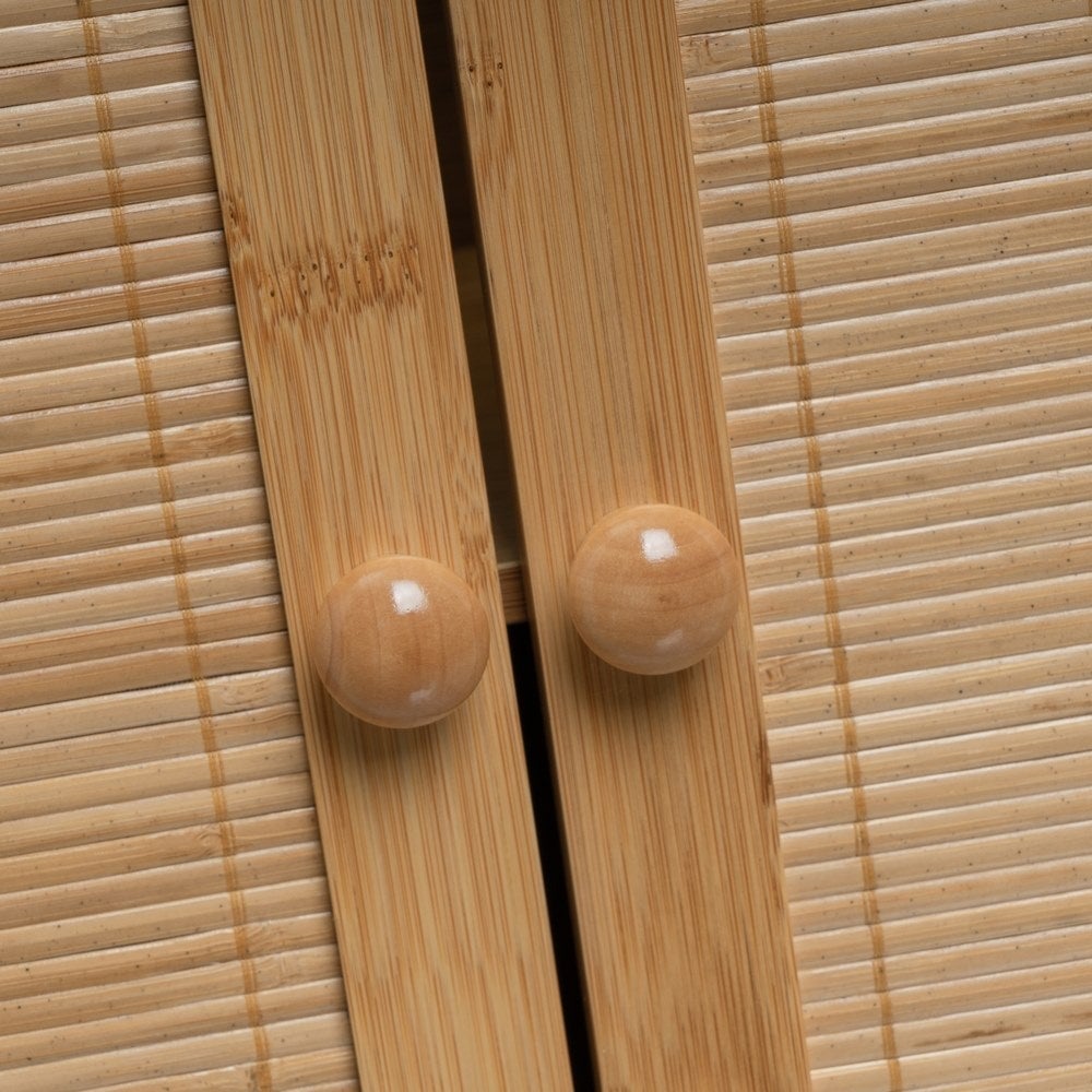 Mueble bajo lavabo de bambú marrón con 2 puertas