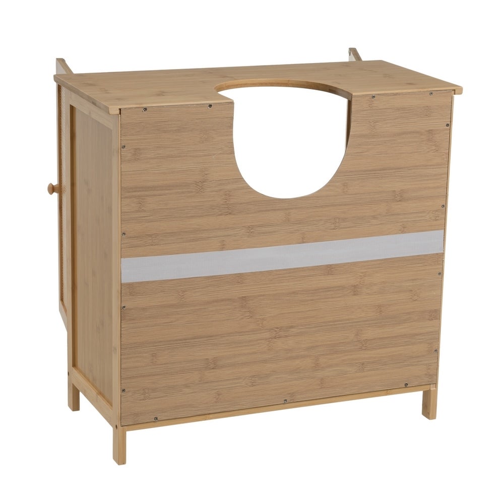 Mueble bajo lavabo de bambú marrón con 2 puertas