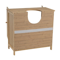 Mueble bajo lavabo de bambú marrón con 2 puertas