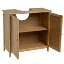 Mueble bajo lavabo de bambú marrón con 2 puertas