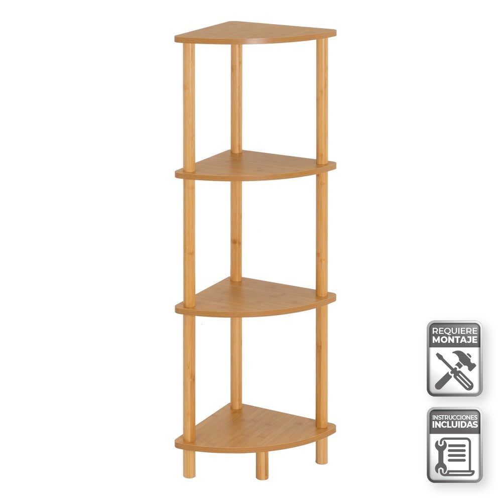 Estantería esquinera de bambú natural