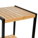 Estantería de bambú y estructura de metal negro con 3 baldas